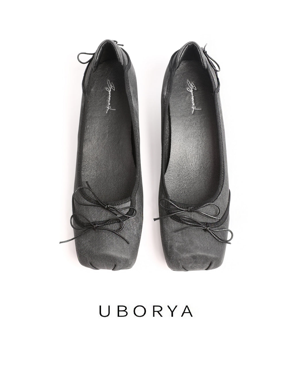 UBORYA Black Satin Balletcore Slingback Kitten Heels Bow Detail
