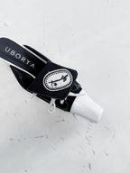 UBORYA Black White Canvas Leather Mule Heels Lace Up Square Toe Block Heel