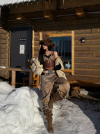 UBORYA Brown Suede Slouchy Knee-High Boots with Buckle Cuff