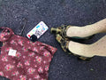 Vintage Green Plaid Square Toe Bow Strap Block Heel Pumps