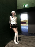 UBORYA Silver Mixed‑Media Futuristic Strappy Heels 8cm Stiletto