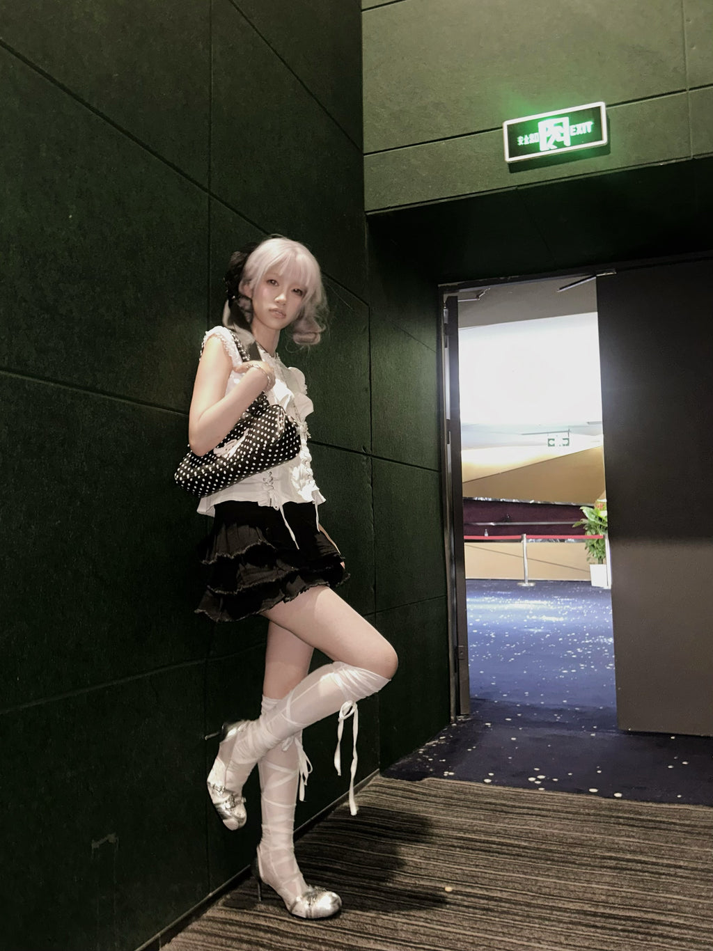 UBORYA Silver Mixed‑Media Futuristic Strappy Heels 8cm Stiletto
