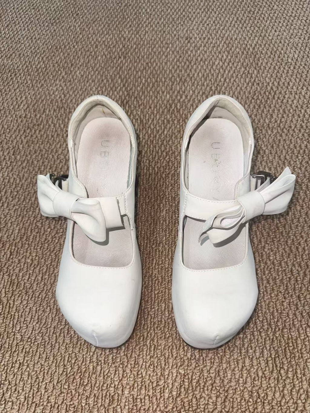 UBORYA White Bow Mary Jane Kawaii Platform 8cm Chunky Heels