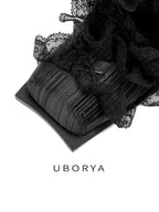 UBORYA Black Lace Gothic Romantic Sculptural Open‑Toe Heels 8cm