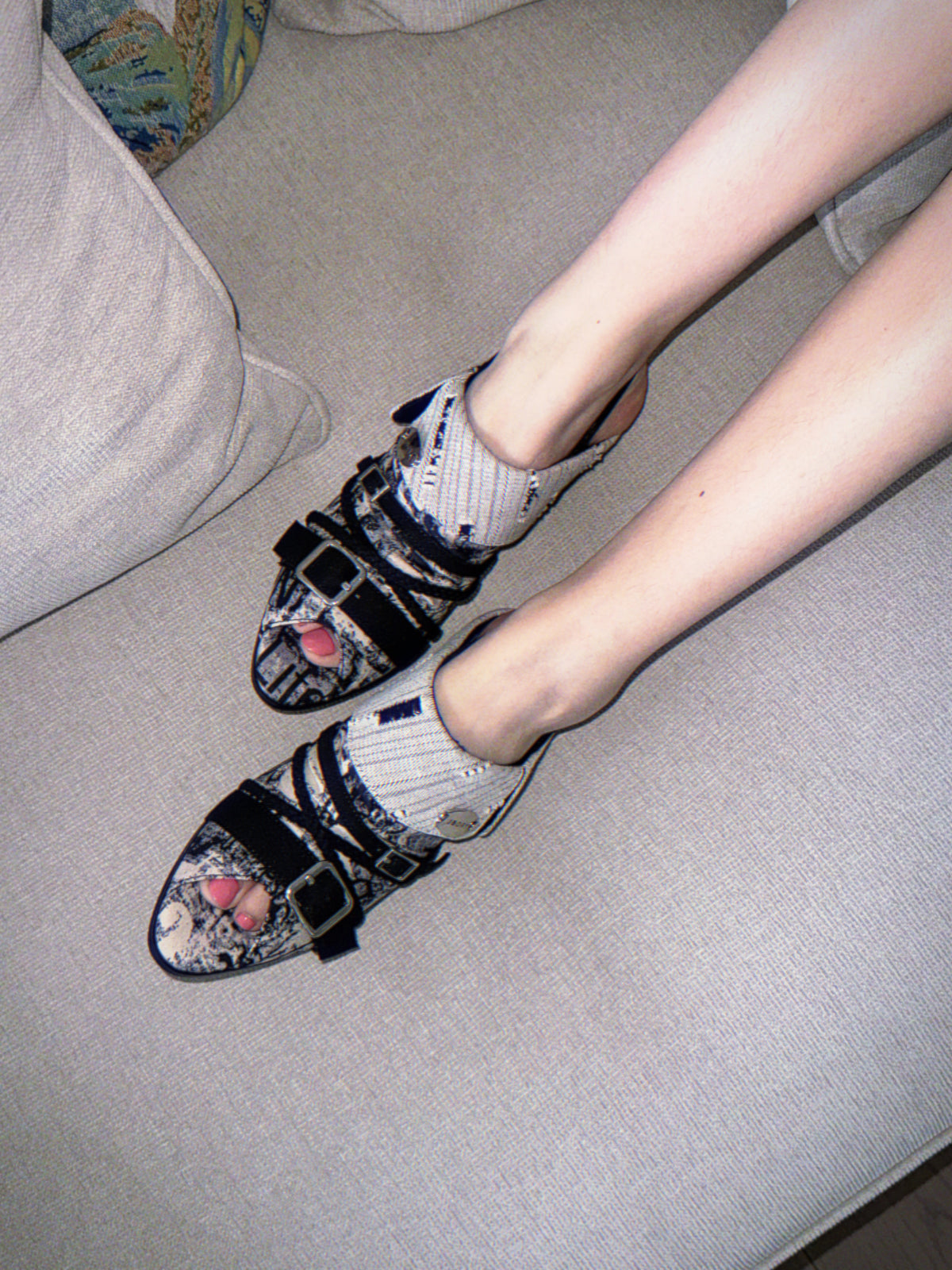 UBORYA Abstract Print Braided Slingback Wedge Sandals