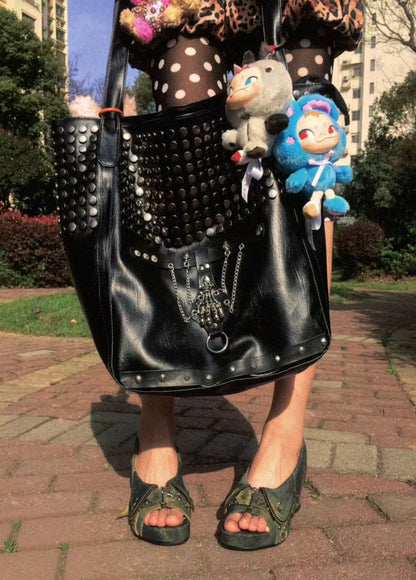UBORYA Washed Denim Platform Slingback Heels - Peep Toe Star Stud Zipper Detail Sculptural Heel Sandals