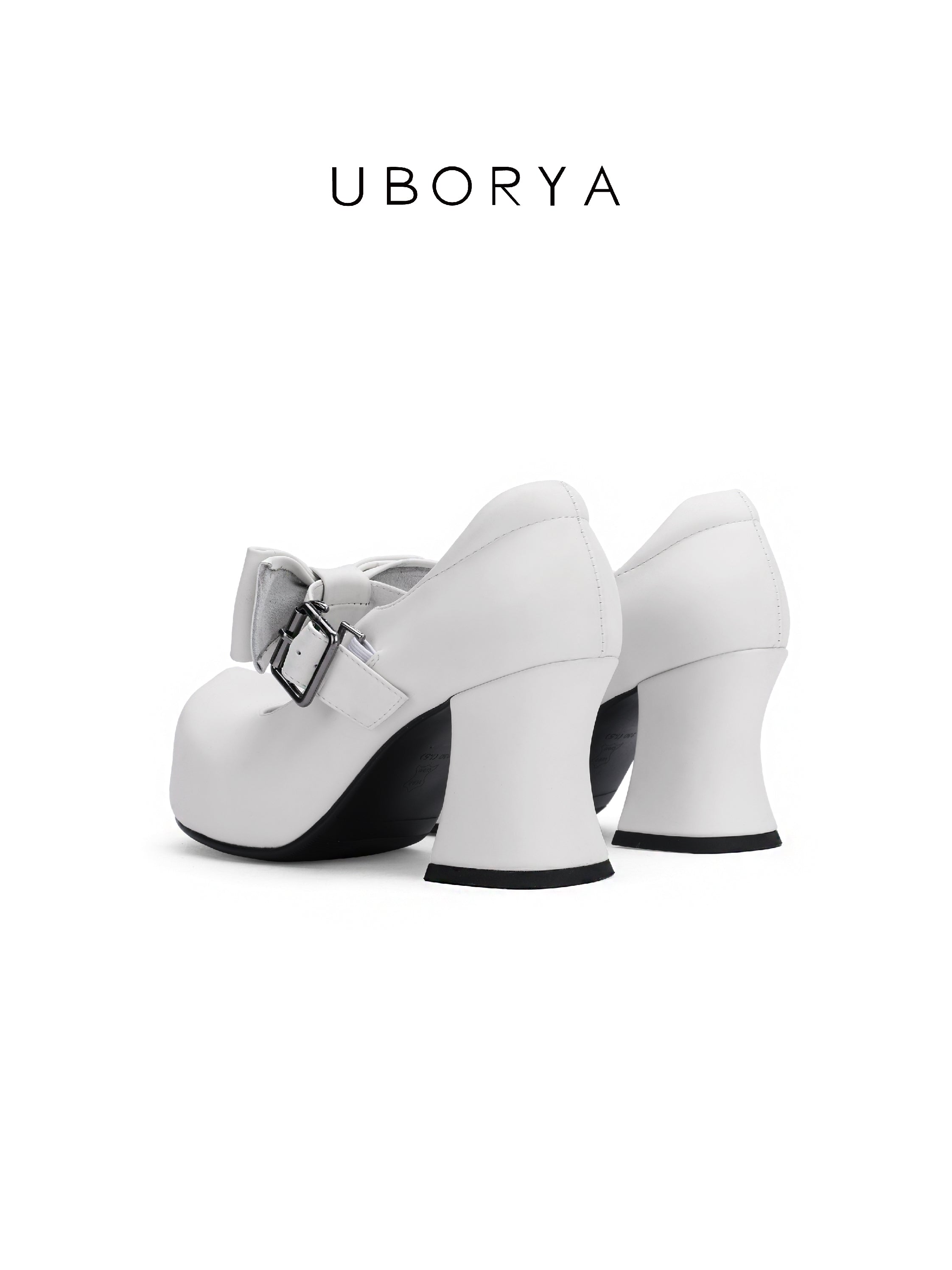 UBORYA White Bow Mary Jane Kawaii Platform 8cm Chunky Heels