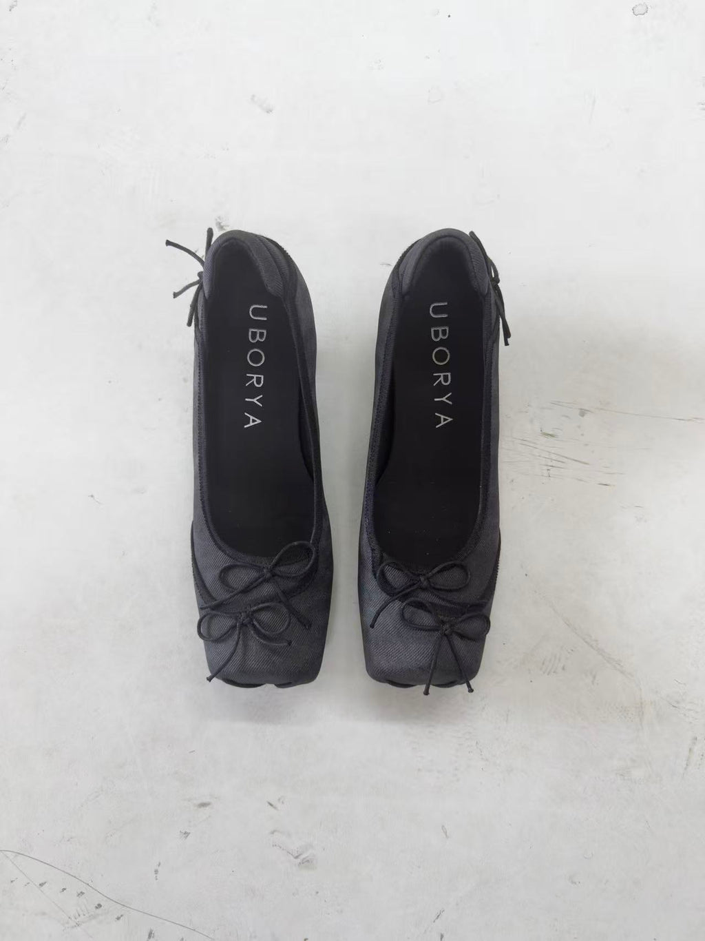 UBORYA Black Satin Balletcore Slingback Kitten Heels Bow Detail