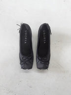 UBORYA Black Satin Balletcore Slingback Kitten Heels Bow Detail