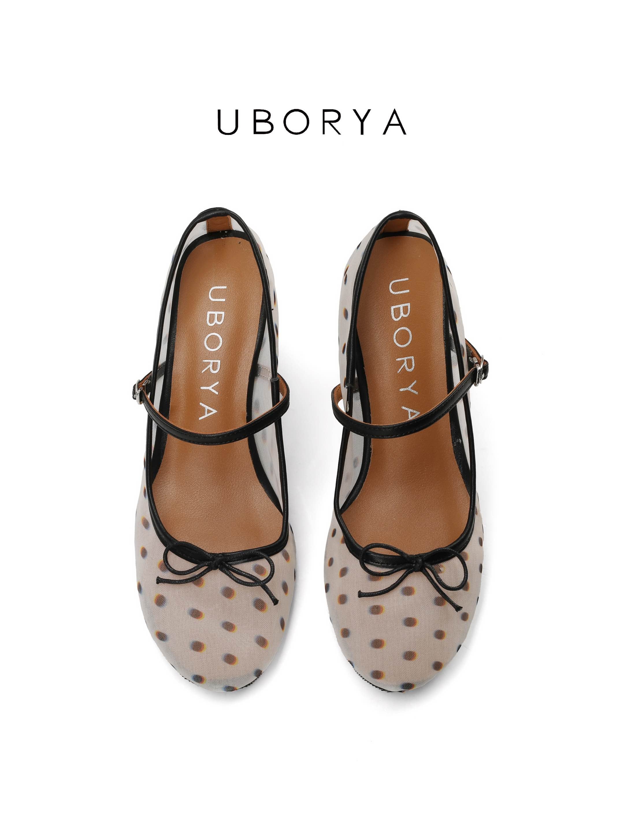 UBORYA Sheer Polka Dot Mesh Mary Jane Shoes