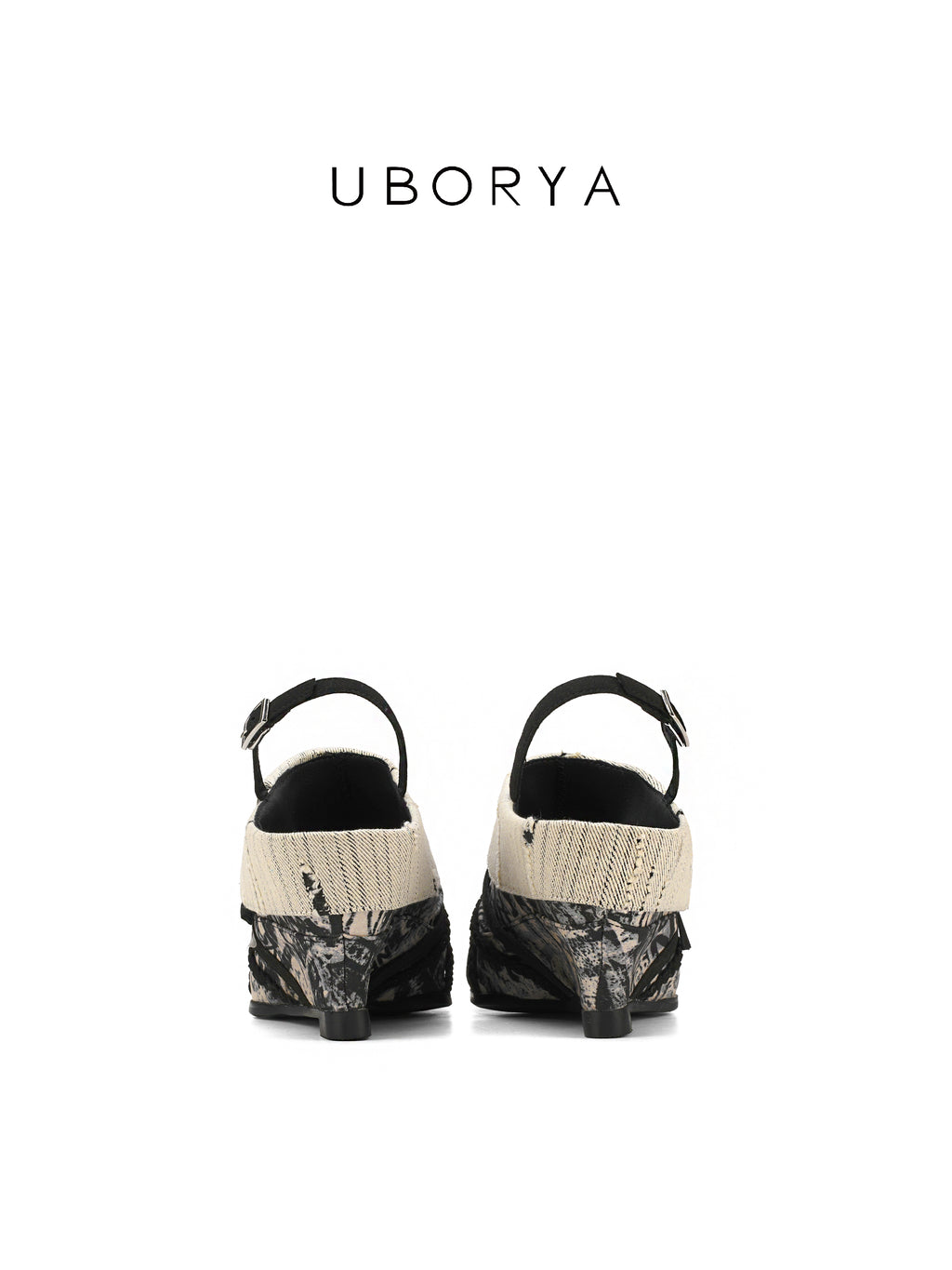 UBORYA Abstract Print Braided Slingback Wedge Sandals