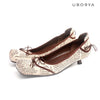 UBORYA Vintage Newspaper Print Mary Jane Heels Literary Balletcore 3cm Kitten Heel