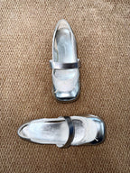 UBORYA Silver Metallic Balletcore Mary Jane Flats 0.5cm Low Heel