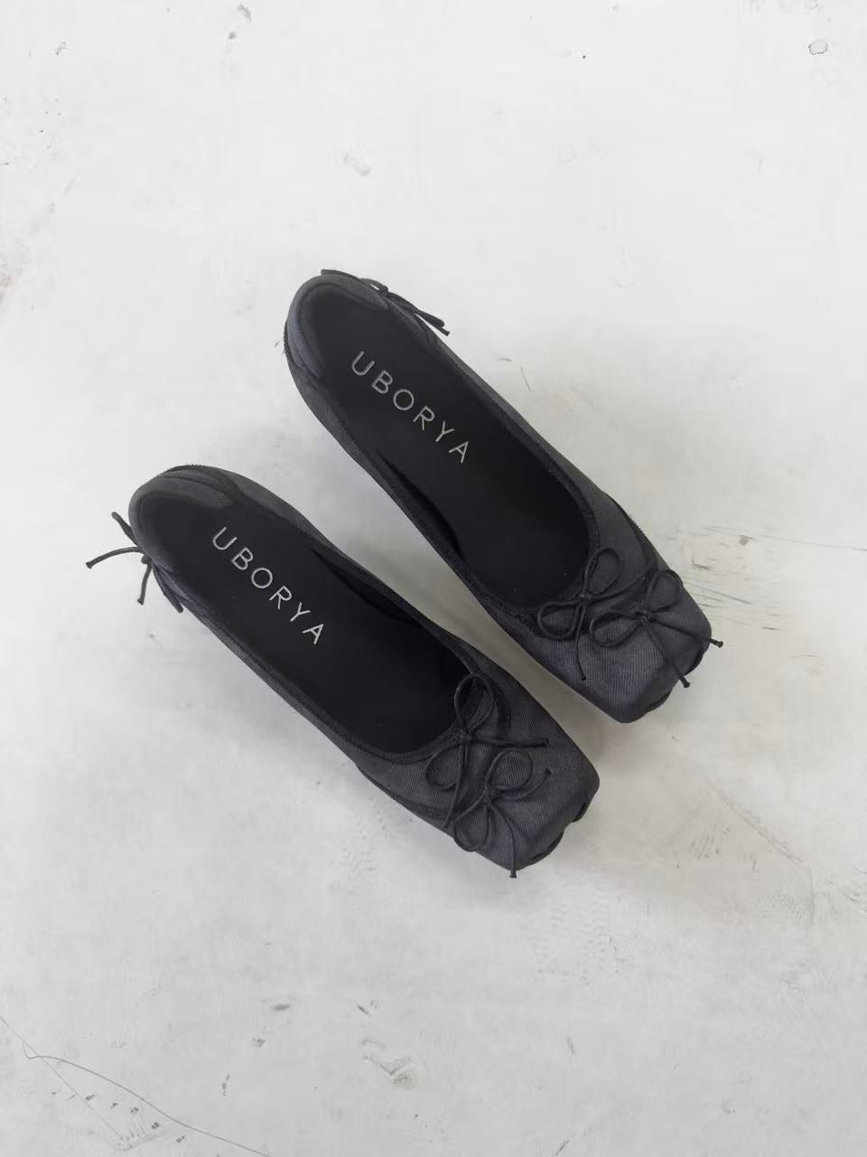 UBORYA Black Satin Balletcore Slingback Kitten Heels Bow Detail