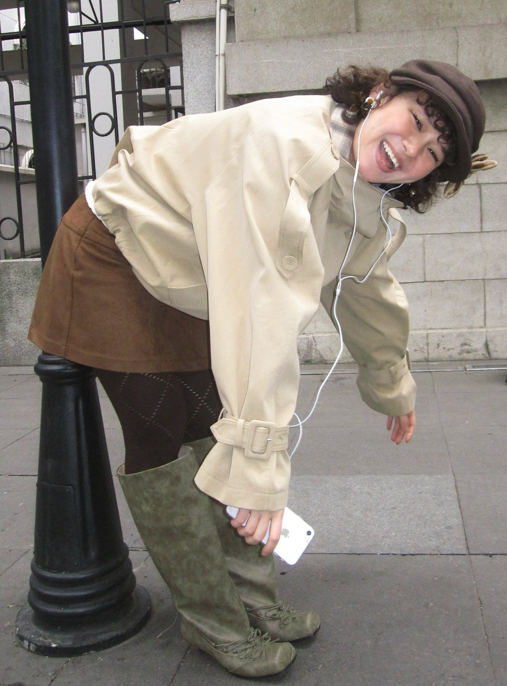 UBORYA Khaki Suede Slouchy Knee-High Boots with Bow Details