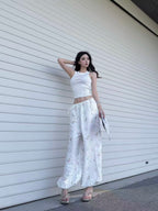 UBORYA Silver Rhinestone Platform Thong Sandals