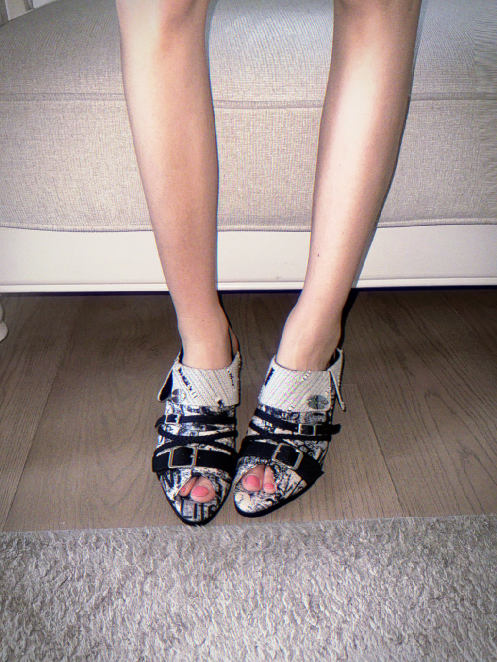 UBORYA Abstract Print Braided Slingback Wedge Sandals
