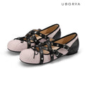 UBORYA Pink & Black Star‑Cross Y2K Sweet Punk Mary Jane Flats