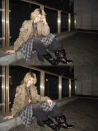 UBORYA Black Slouchy Bow Ankle Boots with Distressed Square Toe