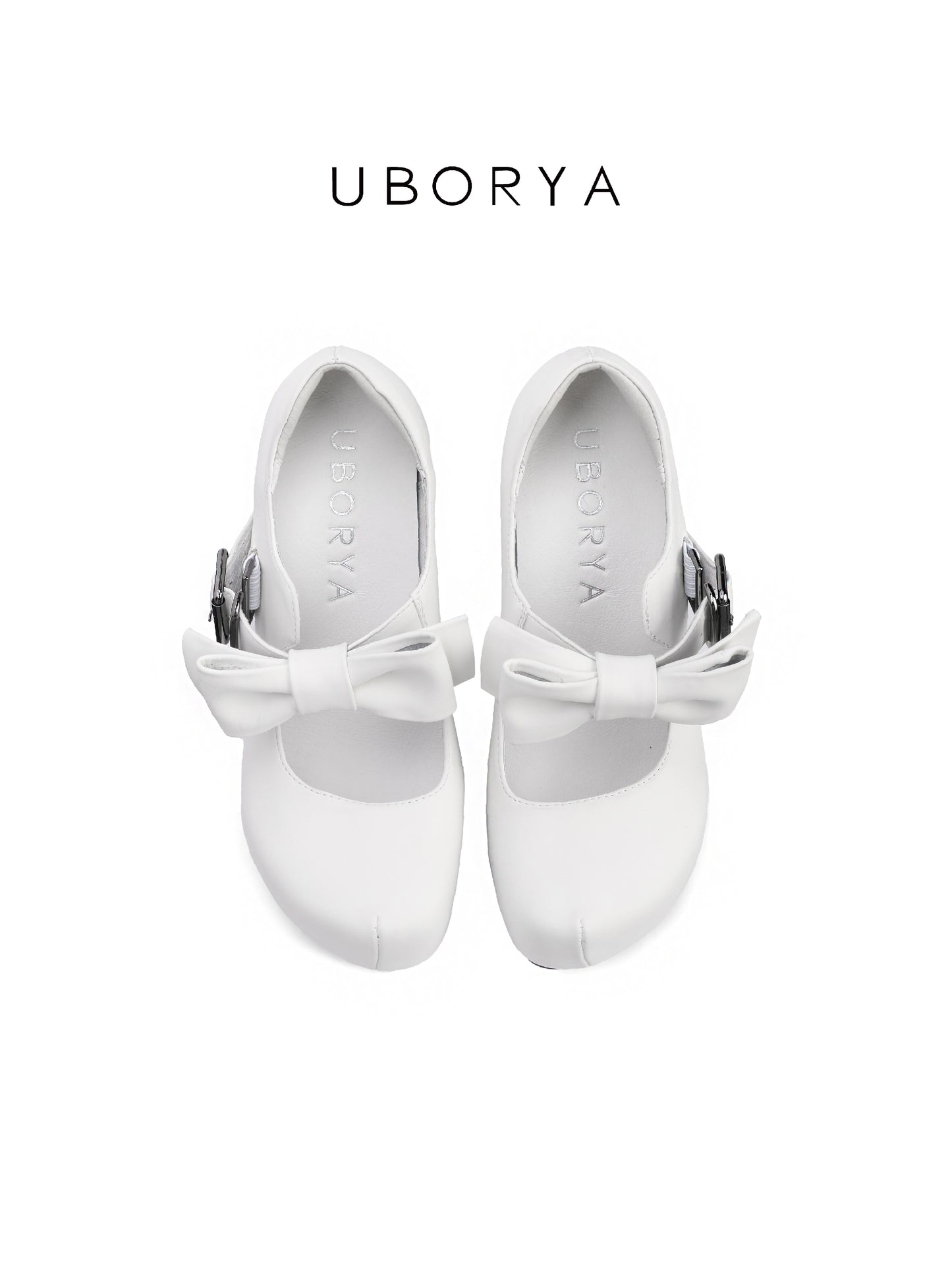 UBORYA White Bow Mary Jane Platform Heels – Sweet Kawaii Block Heel Shoes for Women | 8cm / 3.15in Chunky Heel | Oversized Bow & Buckle Detail | Round Toe Pumps