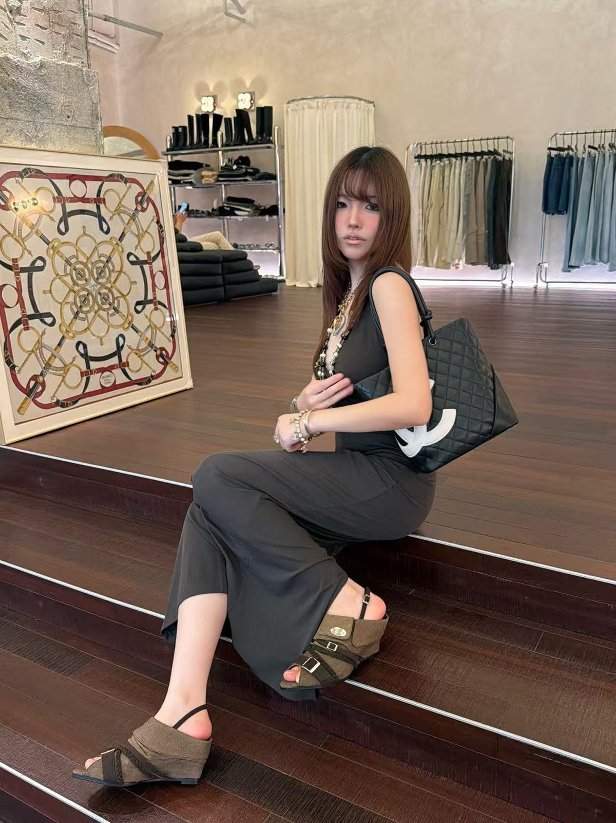 UBORYA Olive Khaki Braided Slingback Wedge Sandals