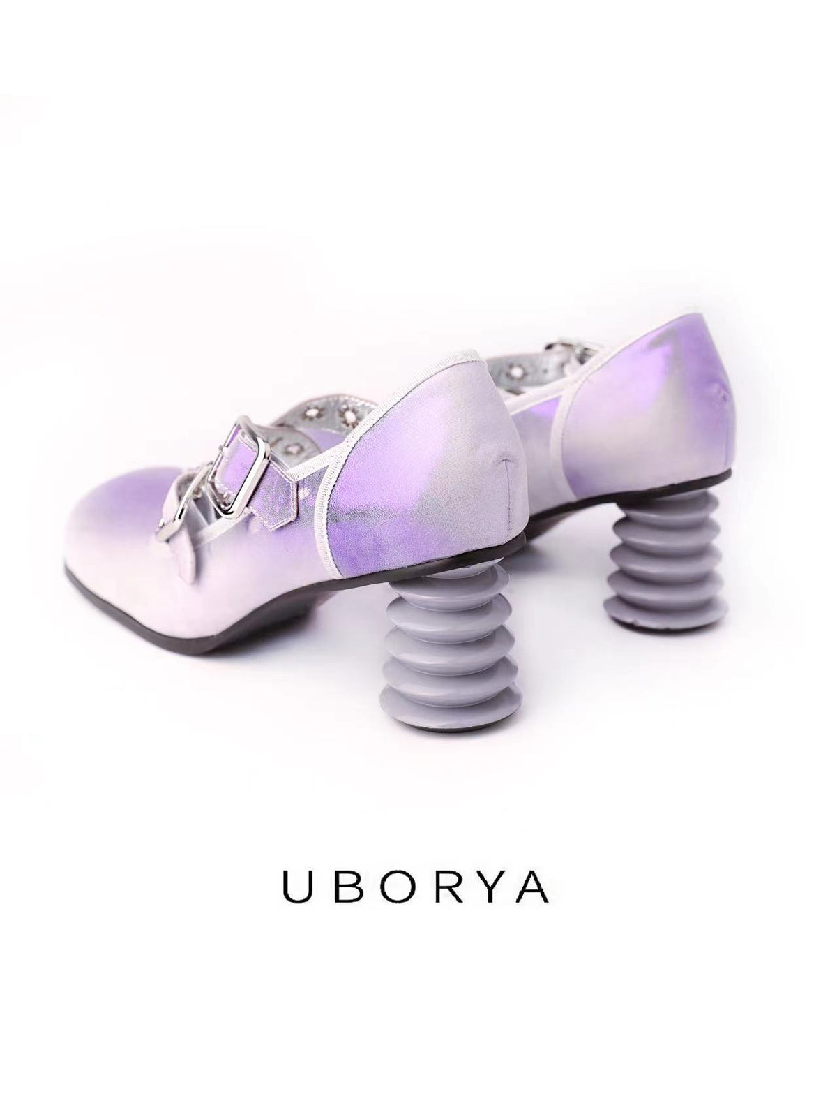 UBORYA Pastel Purple Y2K Platform Loafers Chunky Coil Heel Buckle Straps