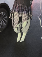 UBORYA Off White Lace Up Ankle Boots Square Toe Block Heel Retro Buckle Detail