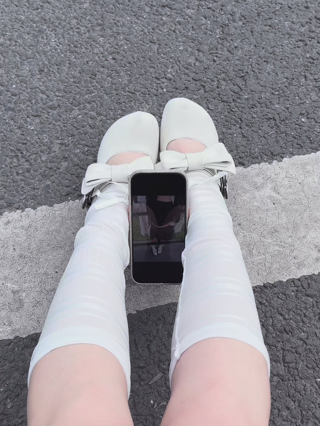 UBORYA White Bow Mary Jane Kawaii Platform 8cm Chunky Heels