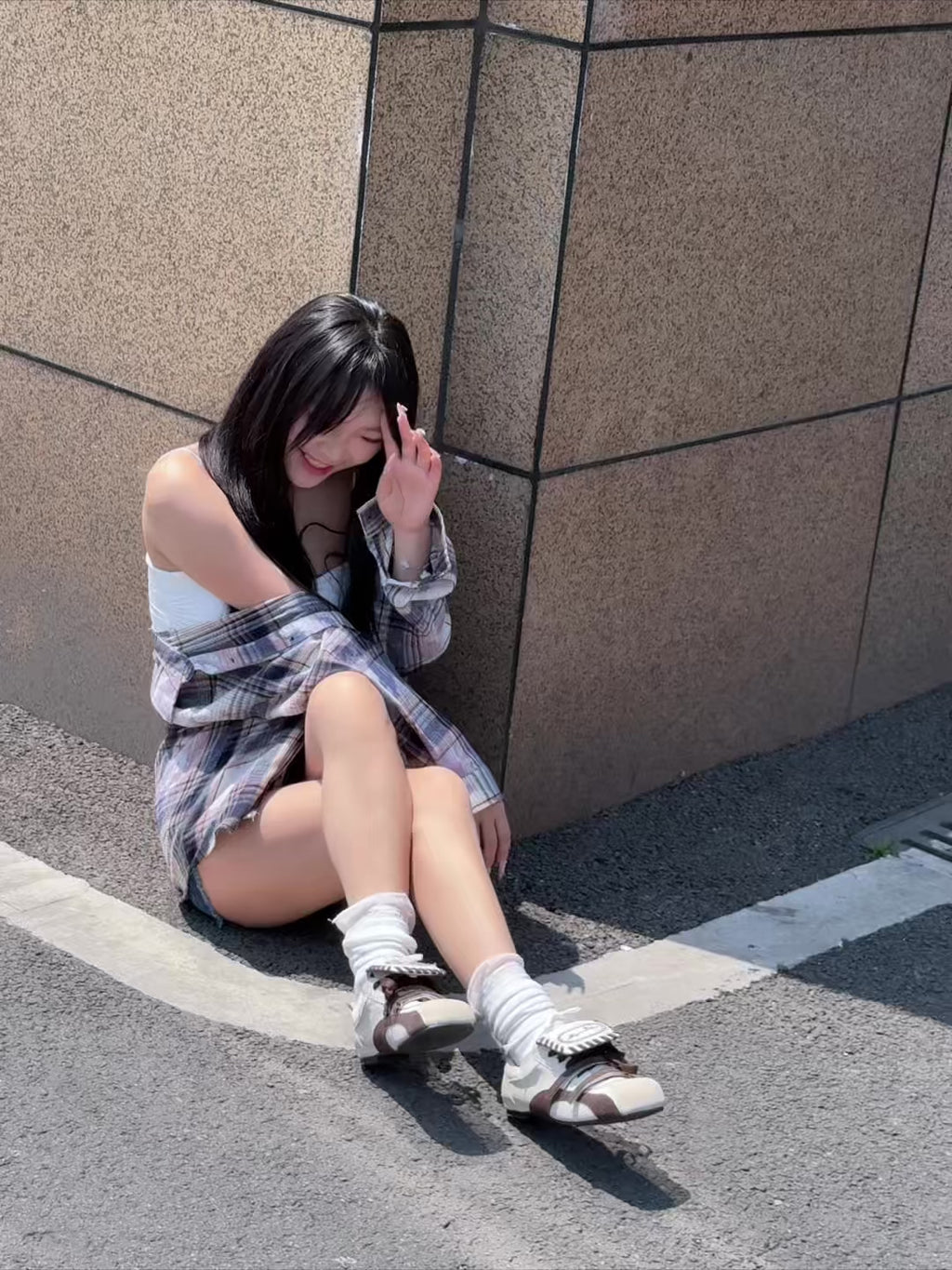 UBORYA Cream & Brown Balletcore Mary Jane Sneakers 1cm Low Heel